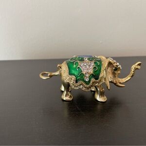 Green and Gold Elephant Trinket Box